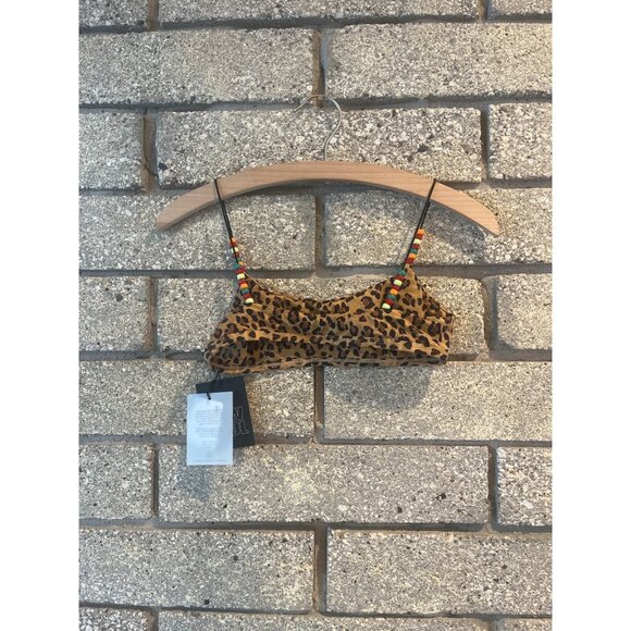 FP a movement Leopard Print Bikini Top With Recycled Materials & Beaded Straps X - Picture 6 of 7